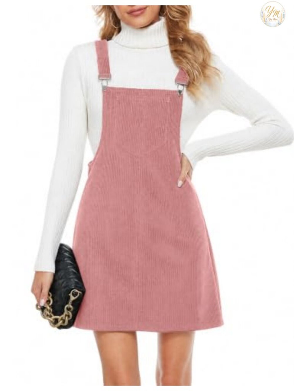Corduroy Overall Dress Adjustable Straps A-Line Suspender Skirt